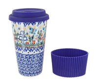Polish Pottery Garden of Eden Travel Coffee Mug