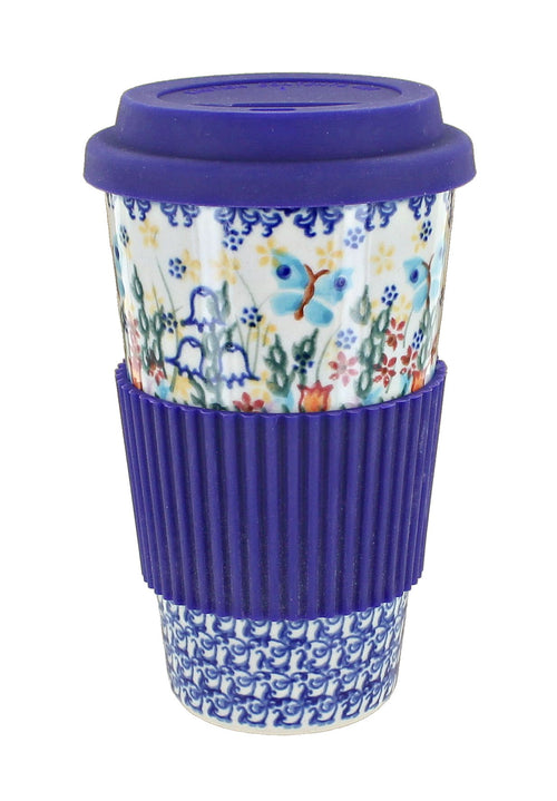 Garden of Eden Travel Coffee Mug Polish Pottery