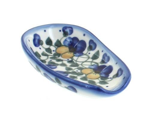 Polish Pottery Pansies Small Spoon Rest