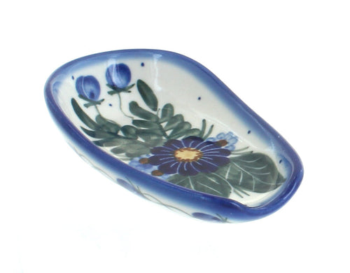 Polish Pottery Forget Me Not Small Spoon Rest