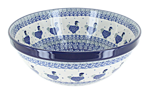 Polish Pottery Barnyard Rooster Medium Serving Bowl
