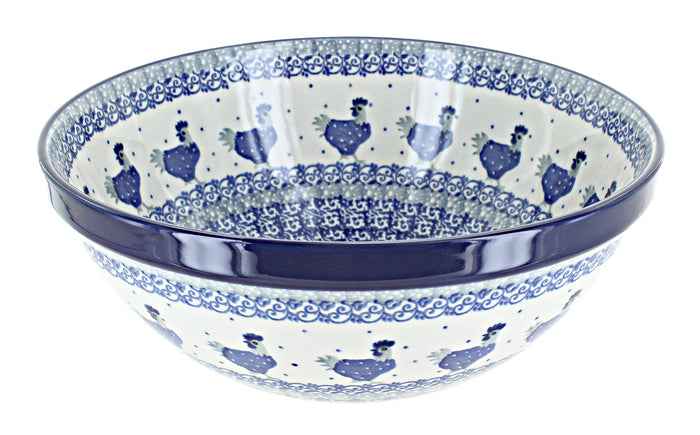 Polish Pottery Barnyard Rooster Medium Serving Bowl