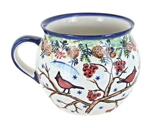 Little Snowman Bubble Soup Mug Polish Pottery