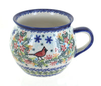 Polish Pottery Winter Cardinal Bubble Soup Mug
