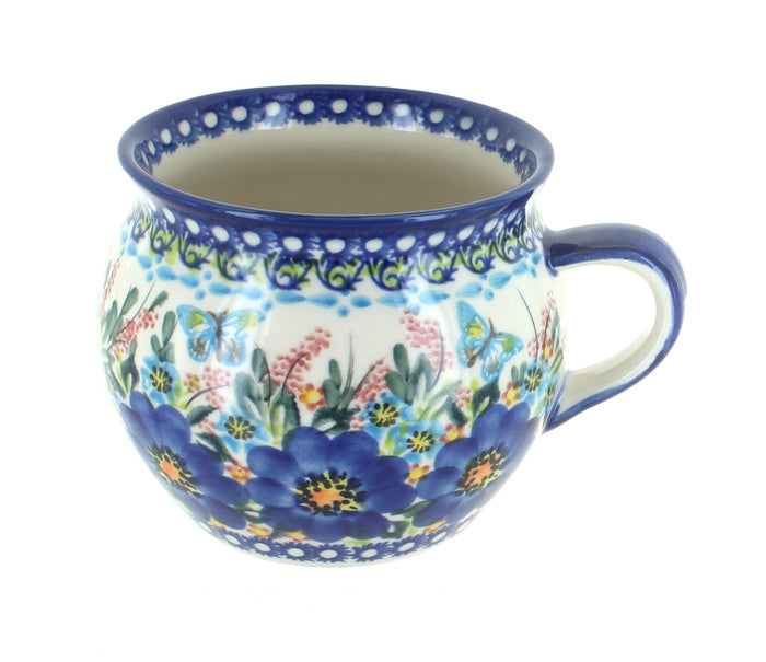 Polish Pottery Garden of Blue Bubble Soup Mug