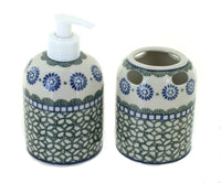 Polish Pottery Maia Soap Dispenser & Toothbrush Holder