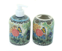 Polish Pottery Teresa Soap Dispenser & Toothbrush Holder