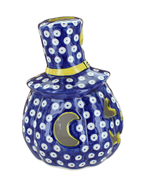 Dots Pumpkin Luminary with Top Hat Polish Pottery