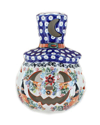 Polish Pottery Frightful Friends Pumpkin Luminary with Top Hat