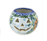 Polish Pottery Sunflower Splendor Pumpkin Candle Holder
