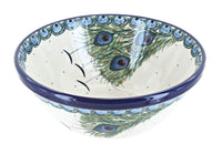 Polish Pottery Peacock Feather Cereal/Soup Bowl