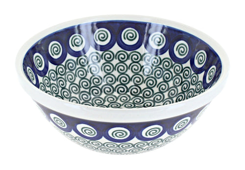 Polish Pottery Peacock Swirl Cereal/Soup Bowl