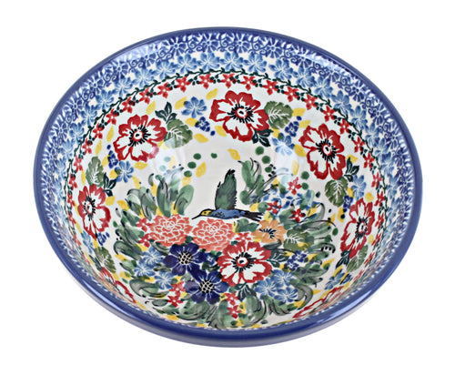Hummingbird Cereal/Soup Bowl Polish Pottery