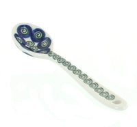 Polish Pottery Peacock Swirl Sugar Spoon