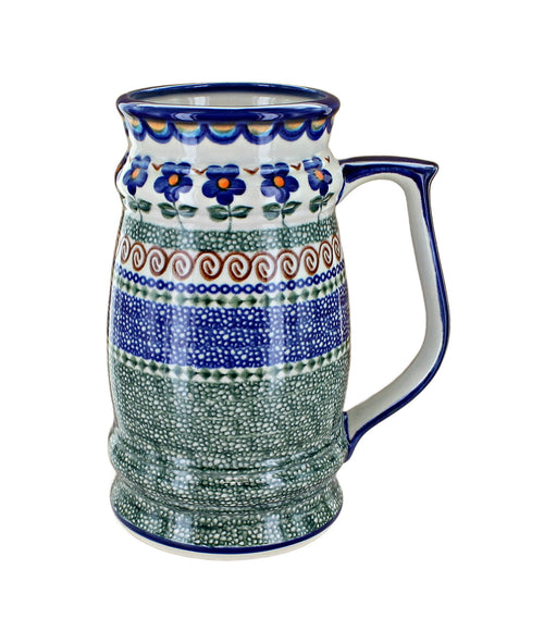 Polish Pottery Aztec Flower Beer Stein