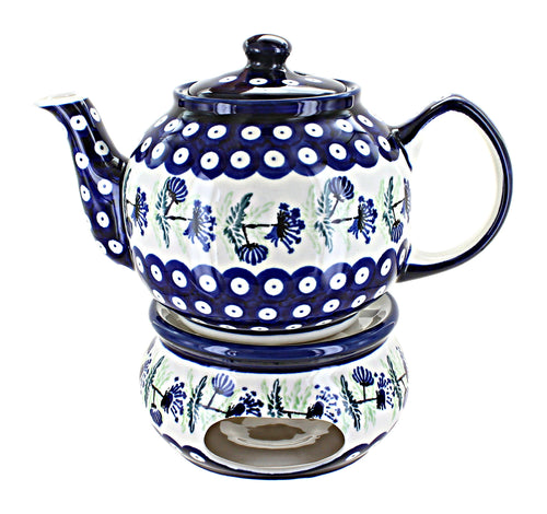 Polish Pottery Sweet Annie Teapot with Warmer