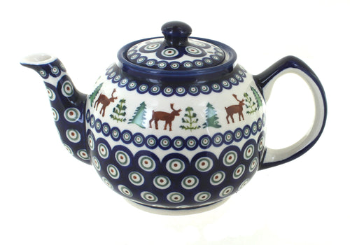 Polish Pottery Reindeer Pine Medium Teapot