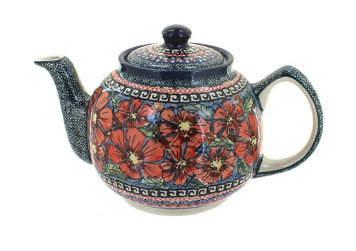 Polish Pottery Jungle Flower Medium Teapot