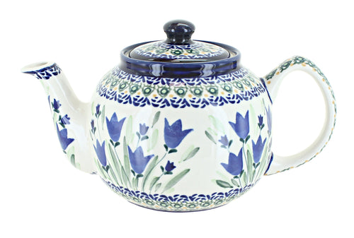 Polish Pottery Blue Tulip Medium Teapot