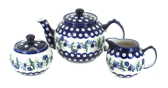 Polish Pottery Sweet Annie Three Piece Tea Set
