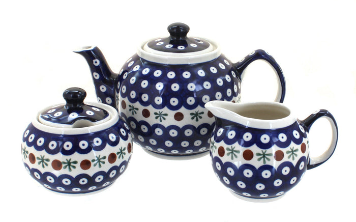 Polish Pottery Nature Three Piece Tea Set