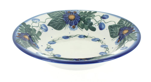 Polish Pottery Forget Me Not Soup Plate with Rim