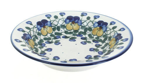 Polish Pottery Pansies Soup Plate with Rim