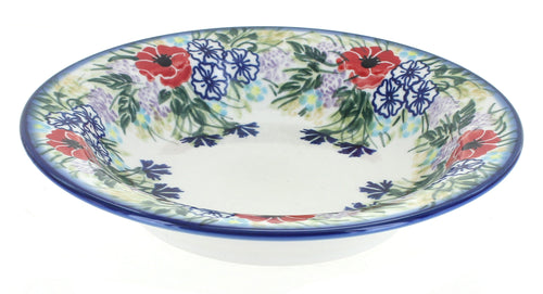Polish Pottery Summer Garden Soup Plate with Rim