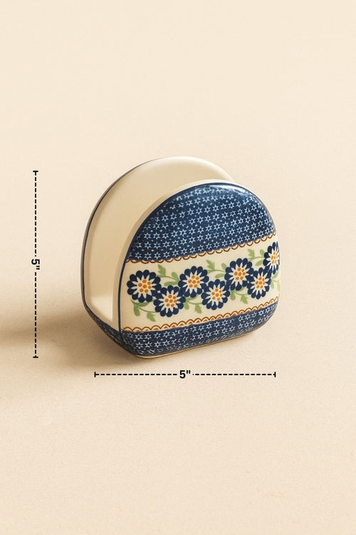 Peach Blossom Napkin Holder Polish Pottery