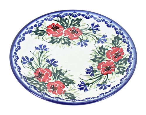 Polish Pottery Cherry Red Bouquet Dessert Plate