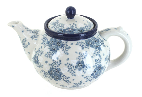 Polish Pottery Blue Fleur Medium Teapot