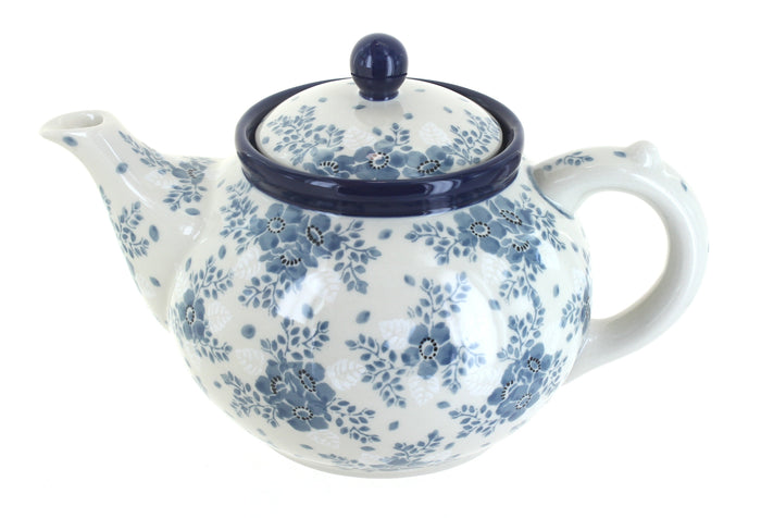 Polish Pottery Blue Fleur Medium Teapot