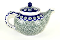 Peacock Swirl Medium Teapot Polish Pottery