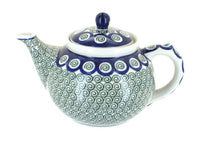 Polish Pottery Peacock Swirl Medium Teapot