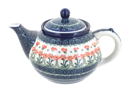 Polish Pottery Peach Posy Medium Teapot