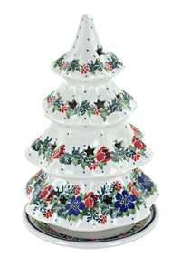 Polish Pottery Holiday Flower Large Christmas Tree Luminary