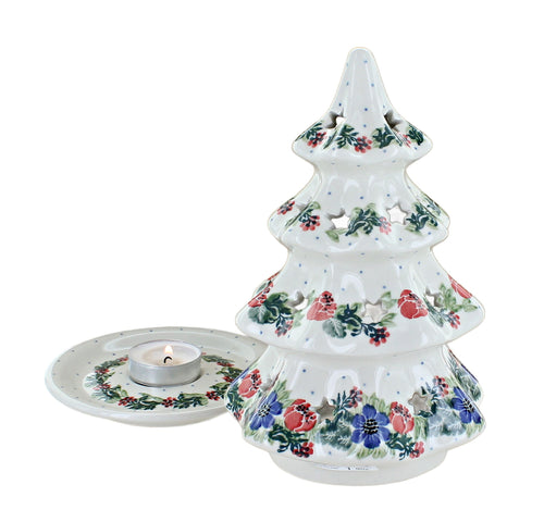 Holiday Flower Large Christmas Tree Luminary Polish Pottery