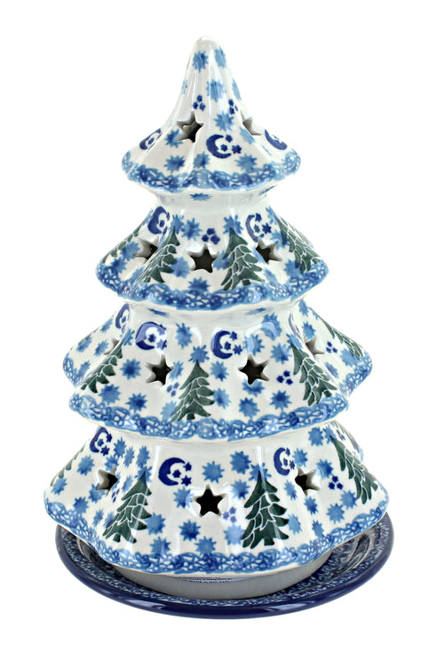 Polish Pottery Evergreen Magic Large Christmas Tree Luminary