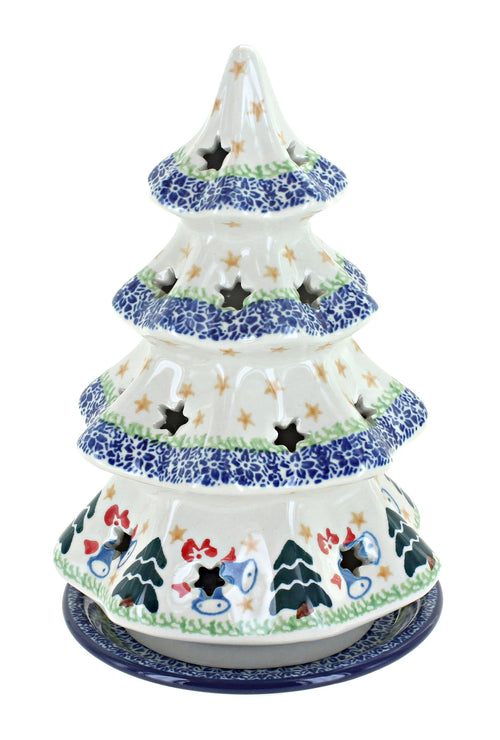 Polish Pottery Winter Bells Large Christmas Tree Luminary