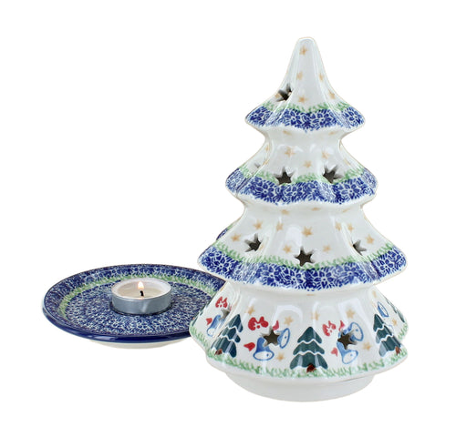 Winter Bells Large Christmas Tree Luminary Polish Pottery