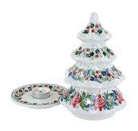 Winter Floral Large Christmas Tree Luminary Polish Pottery