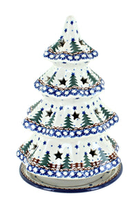 Polish Pottery Rustic Pines Large Christmas Tree Luminary
