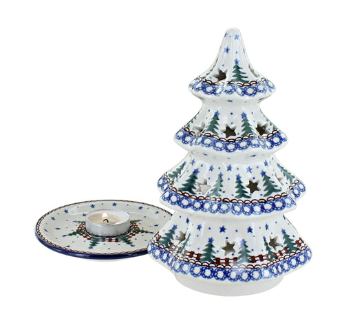 Rustic Pines Large Christmas Tree Luminary Polish Pottery