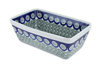Polish Pottery Peacock Swirl Loaf Baker