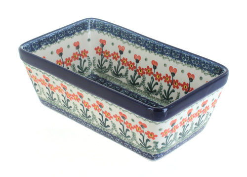 Polish Pottery Peach Posy Loaf Baker