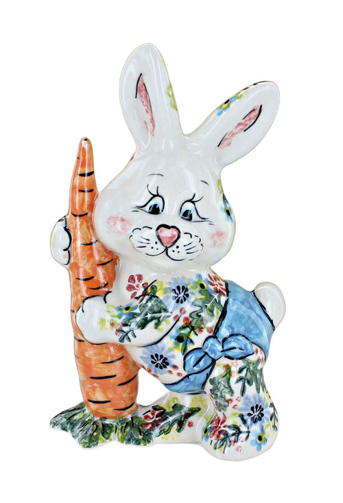 Polish Pottery Coy Bunny Figurine