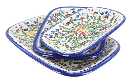 Polish Pottery Atlantis 3 Piece Rectangular Serving Set