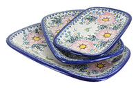 Polish Pottery Apple Blossom 3 Piece Rectangular Serving Set