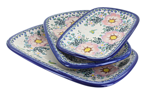Polish Pottery Apple Blossom 3 Piece Rectangular Serving Set