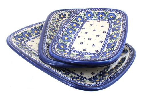 Polish Pottery Spring Blossom 3 Piece Rectangular Serving Set